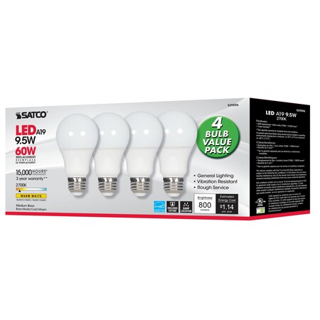 Satco S39596 | LED Energy-Saving Standard A19 Light Bulb